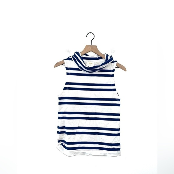 ANTHRO MAEVE Striped Sailor Cowl-Neck Sleeveless Knit White Blue Size Small - Picture 4 of 11
